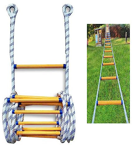 GAGULHAH Fire Escape Ladder Emergency Safety Portable Rope Ladder Flame Resistant Emergency with Hook Carabins for Kids and Adults/6M/20Ft