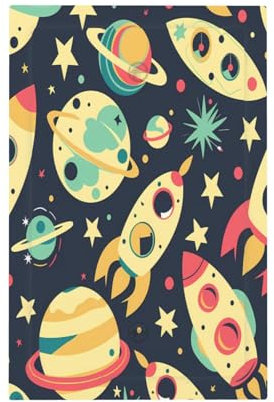 Mexpekil Retro Space Planet Rockets Light Switch Cover, 1 Gang Single Blank Wall Plates, Decorative Outlet Covers Switchplate for Home Office