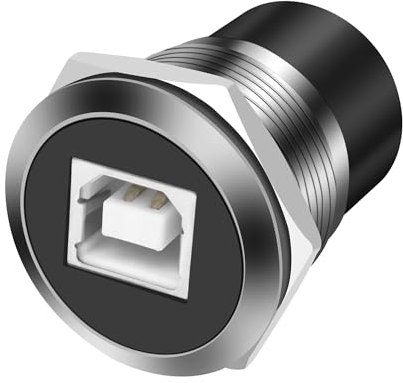MEIRIYFA USB B to A Panel Mount Connector Coupler, USB2.0 Type B Female to USB-A Female Round Converter Adapter for PC Laptop Printer Scanner (Silver)