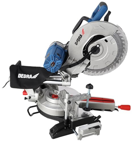 DEDRA DED7772 Radiell geringssåg 2 000 W, blad 305 x 30 mm, 4 500 varv/min, lutning vänster/höger, med laser, mjukstart och glidfunktion för trä och paneler.