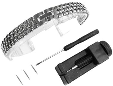 WUURAA Massives Edelstahl-Universal-Uhrenarmband 6mm 8mm 10mm 12mm 14mm Damen Ersetzen Sie die Metall-Uhrenkette(Silver,8mm)