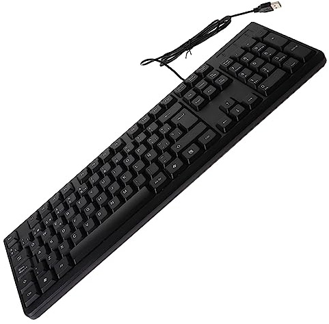 Operitacx Tastiera Cablata Nero Abs 104 Tasti Tastierino USB Full Size | Digitazione Stabile senza Latenza, Comfort D’uso Elevato, per Casa e Ufficio