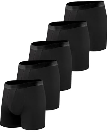 BEENIUBEE 5er Pack Inkontinenz Pants Männer Baumwolle, Lange Boxershorts Herren für Inkontinenz mit saugfähigem Pad 150 ml, Wiederverwendbar Auslaufsichere Unterhosen (Schwarz, L)