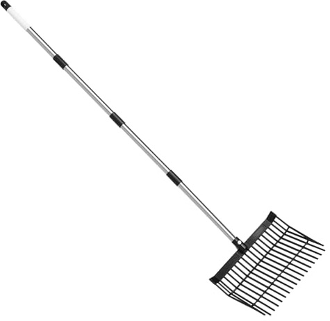 TOXYMHO Fourche à fumier, tête de rechange pour fourche à fumier – Fourche à fumier de cheval en plastique lourd avec tige d'extension épissée de 175 cm, fourche à long manche pour foin, compost