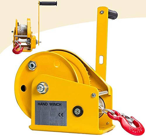 WTLONBF Hand Winch Heavy Duty,Crank Gear Winch for Boat with Hook and Cable Two-Way Automatic Brake,1200Lbs,1800Lbs,2600Lbs,Steel Casing Protects Internal Gears(1200lbs-5m)