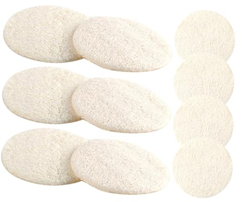 Veemoon Natürlicher Körperpeeling Luffa Schwamm 10 Stück Beige mit Sanfter Peelingwirkung aus Natürlichem Luffa für Tägliche Hautpflege und Öl Kontrolle