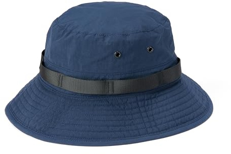 Amazon Essentials Men's Washed Nylon Outdoor Wide Brim Sun Bucket Hat, Navy, Large-X-Large