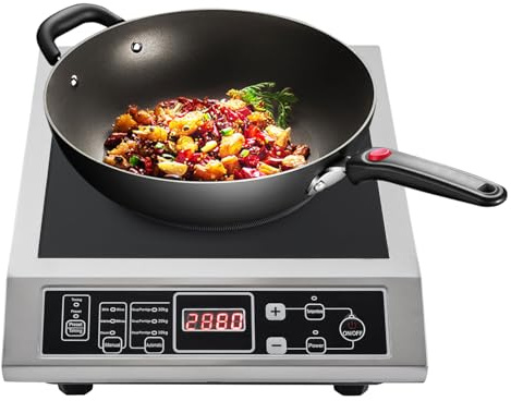 Piano cottura a induzione da 3500 W, intervallo di temperatura 80-270 °C e 50 kg, grande capacità di carico, alloggiamento in acciaio inox, piastra a induzione per cucina, campeggio, camper