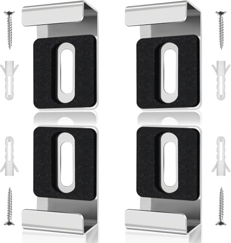 ATTEEFI 4 Pezzi Reggi Specchio, Argento Clip per Specchios in Metallo, Foro Singolo Largo Ganci per Specchio a Muro, Include 4 Viti e 4 Tubi di Espansione, per Specchi di Spessore 17-19 mm