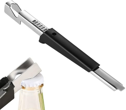 Abrelatas – Abrelatas ajustable de acero inoxidable para cocina, abridor de botellas para manos débiles, ideal para cerveza, refrescos, encimera, apartamento, picnic, armario, cerveza de barril casera