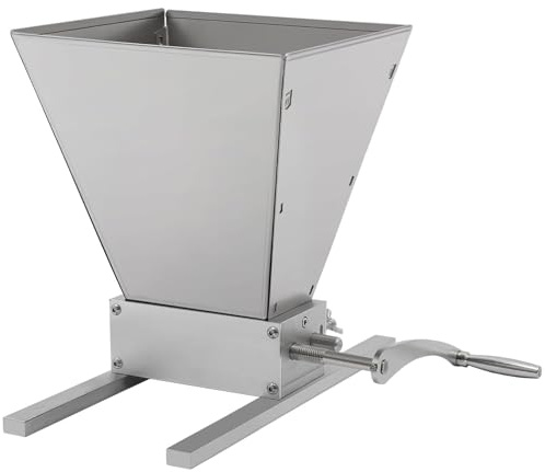 Manual Malt Mill Crusher Barley Grain Grinder, Adjustable Roller Distance Hand Mill Grinding Machine with 2 Rollers, Manual Crank Handle for Milling Barley, Wheat, Home Brewing