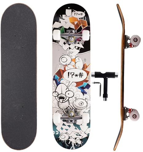 Professionelles Doppel-Kick-Skateboard 81.1 cm Ahorn-Deck, | ABEC-7-Kugellager, 97A PU-Räder, individuelles Grafikdesign