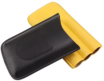 Ejoyous Cigarrer Läder Cigarrfodral Bärbar Cigarrhållare, Läder 3 Hållare Cigarrfodral med Främre Skärficka, Lätt 9,5 X 18 Cm Resefodral för Hemkontorsresor