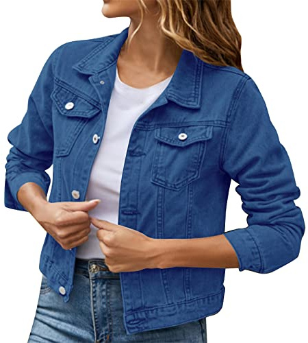 Brun konstläderjacka dam, jeansjacka dam midja stretch lång vattenavvisande jeansblazer jacka sittande denim jacka elegant jeansjacka jeansblazer sweatshirtjacka jeansskjorta pilotjacka