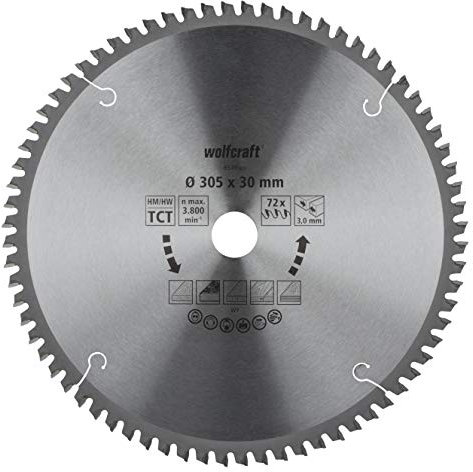 wolfcraft 6549000 Kapp- und Gehrungssägeblatt ø 305 mm - feine, saubere Schnitte