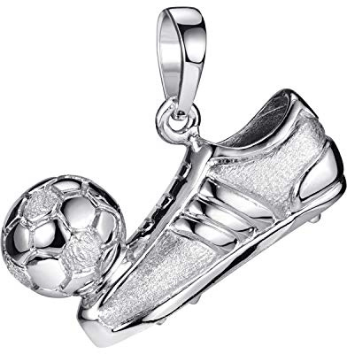 Fußball Anhänger Silber 925 für Herren und Jungen in 3 Farben KA-70 | Fußballschuh Kettenanhänger massiv Echtsilber von MATERIA by Matthias Wagner