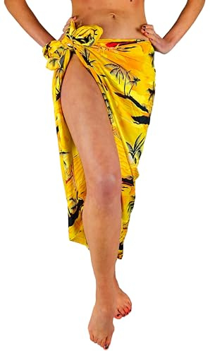Funky Pareo Sarong Camisola Encubrimiento Hawaiano, Surf, Amarillo, Grande