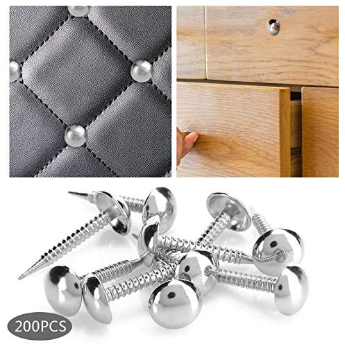 Tachuelas Tapiceria, 200pcs 8x20 mm Redondo Chinchetas Tapiceria, Cabeza Decorativos de Muebles, Clavos para Tapicería Cabeza Hierro, Pasadores Antiguos Roscados, para Muebles Ropa Sofá Cama Bricolaje