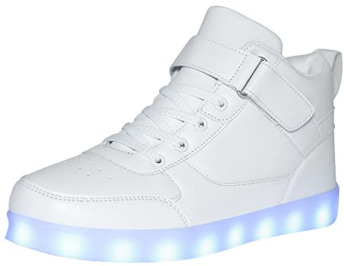 Unisex Light Up Shoes LED Trainers USB Charging Couples Shoes High Top for Women Men Flashing Trainers GBWhite46