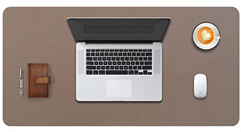 Desk Pad Large, DOBAOJIA Desk Mat, Laptop Mat, Writing Pad, Desk Blotter, Extended Mouse Mat, Large Mouse Pad for Office/Home, PU Leather Waterproof +Suede Non-Slip 31.5 X 15.7 (Mud)