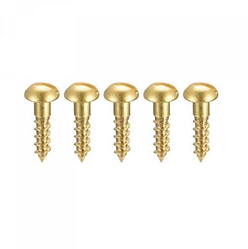 sourcing map Holzschrauben, M2,5 x 10 mm, Schlitz, Rundkopf, Messing, selbstschneidende Schrauben, 50 Stück