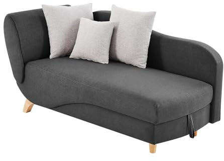 Vente-unique Recamiere mit Schlaffunktion & Stauraum - Ecke Links - Stoff - Anthrazit - Penelope