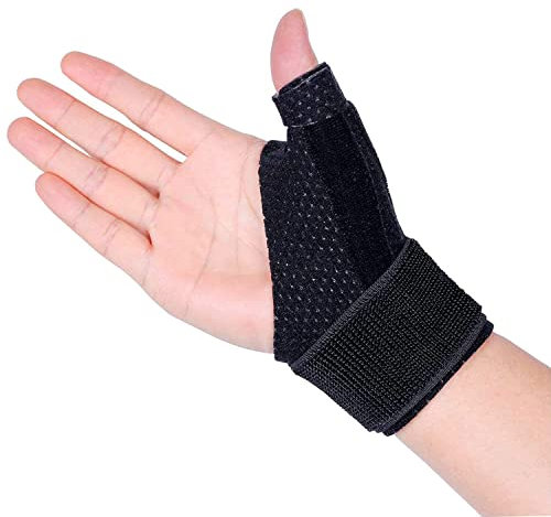 DALLAR Attelle de Pouce Réglable pour les Deux Mains - Orthèse Stabilisée avec 2 Renforts Métalliques - Idéale pour la Rhizarthrose, la Ténosynovite de De Quervain, l'Arthrite ou les Entorses