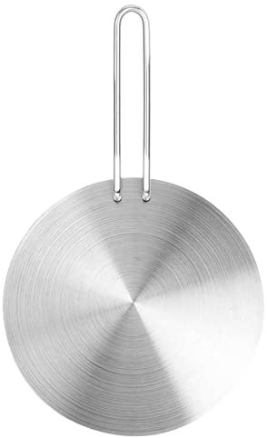 ZLXHDL Adattatore per Piano Induzione in Acciaio Inossidabile, Piastra Diffusore di Calore, Piastra Adattatore Induzione per Pentole e Fornelli a Gas o Elettrici con Manico Staccabile（ 20cm）