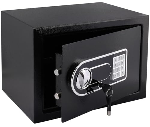 Sevico Tresor Safe Groß, Tresor mit Schlüssel Elektronischem Möbeltresor mit Zahlenschloss, Digital Wandtresor für Zuhause, Geschäft, Büro, Hotel, Geld, Dokument, Schmuck, Reisepass 25x35x25cm