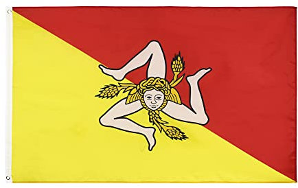 90 X 150 cm Bandiera Sicilia Bandiera Siciliana Flag Italiana con 2 Occhielli in Metallo all'aperto Celebrazione per Feste Decorazione per Sport da Giardino Campionato 100% Poliestere