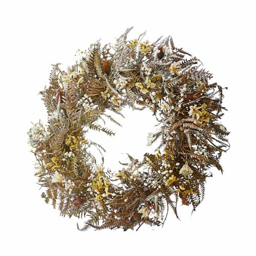 Loberon Trockenblumenkranz Evique, braun/gelb
