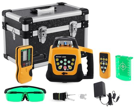 KayEsampra Rotationslaser Selbstnivellierend Baulaser, Grün laser selbstnivellierend 360 Grad automatische rotierende Laser Baulaser mit Empfänger und Fernbedienung Messbereich 500m