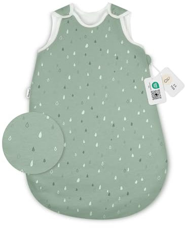 Ehrenkind® Babyschlafsack | Rund 2.5 TOG | Bio-Baumwolle | Ganzjahres Schlafsack Gr. 50/56 Jade Tropfen | Oeko-Tex | Winter und Sommer für Kinder