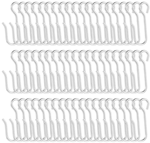 60 Stück Curtain Hooks Edelstahl Metall Gardinen Haken zum Einhängen S-förmig Kleine Schienen Gardinenhaken Passend für Deckengardinenschienen Tägliche Aufbewahrung zum Aufhängen