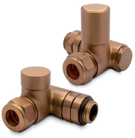 Brushed Bronze Standard Dual Fuel Valves Set for Radiators Towel Rails (Pair)