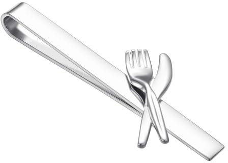 Asienice Silber Krawattennadel Herren Messer und Gabel Herren Krawattenklammer für Schmale Krawatten