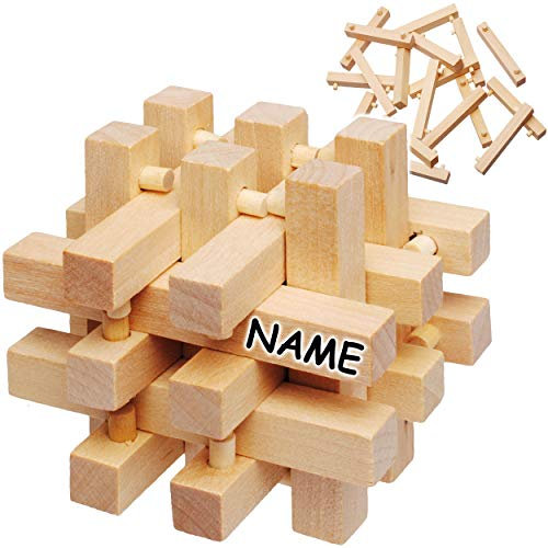 alles-meine.de GmbH Knobelspiel & Logikspiel - Geduldspiel - aus Holz - inkl. Name - 3D Holzpuzzle - Knobelwürfel - Gedächtnisspiel/Geschicklichkeitsspiel - Denkspiel - Würfel ..