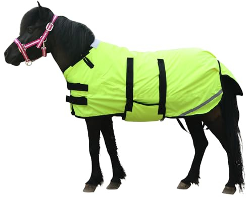 Gallopoff Coperta 300D Pony/Shetty per Cavalli, 150 g/m², Leggera, Calda, Impermeabile, Traspirante e Antistrappo, per Puledri, Mini Cavalli Nani, Giallo, Taglia 75-90 cm