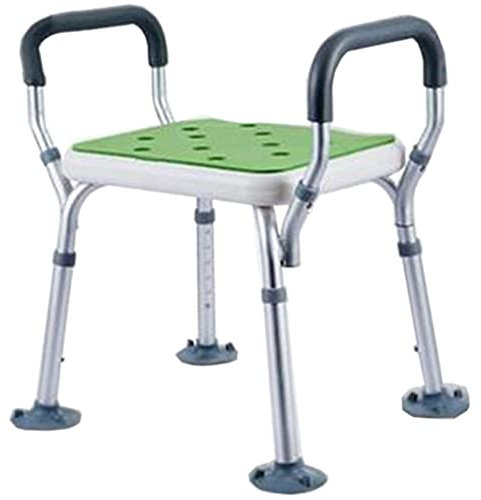 Silla de ducha giratoria de altura ajustable con brazos, taburete de baño blanco para bañera