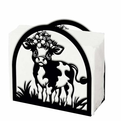 SUPERDANT Serviettenhalter In Kuhform Für Tische Eisen Süße Tierblumen Serviettenständer Serviettenspender Für Küche Esstisch Arbeitsplatte Outdoor Cocktail Picknick Napkin Holder