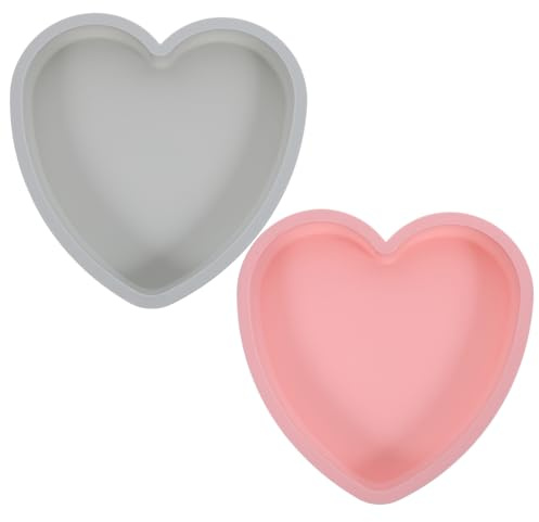 OFFSCH Stampo per Torta Cuore Adorabile in Silicone 8 Pollici, Resistente e Sicuro per Dolci Fai da Te, Set da 2 Pezzi Rosa e Blu per Cucina Domestica e Forno