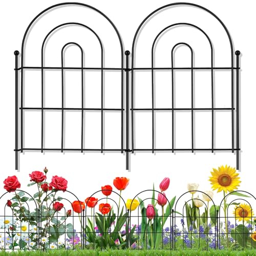 18 Pack Decorative Garden Fence Animal Barrier: 17 in(H) x 18 ft(L) Border Flower Rabbit Garden Fencing Small Arched Rustproof Metal No Dig Fence Landscape Decor for Yard