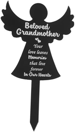 Happyyami Targa Commemorativa Acrilico Per Cimitero Con Design Di Angelo Decorazione Per Giardino e Tomba Facile Da Installare Materiale Resistente e Estetica Adatta Per Memoriali e Ricordi