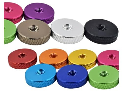 Generisch 10/5/2 Stück M3 M4 M5 M6 Handmutter gerändelte Aluminium-Rändelmutter Aluminium handfest anziehende Muttermuttern(Silver,M5 5pcs)