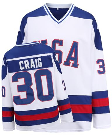 PRIMITAS Youth Hockey Jersey of USA 1980 Olympic Team Jerseys #30 Jim Craig Stitched Letters and Numbers White S-L