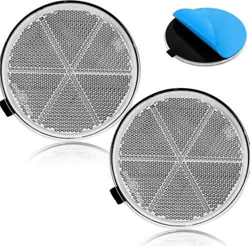 ETUKER 2x Reflektoren Rückstrahler Weiß Rund Ø80mm Selbstklebend Reflektoren Anhänger PKW Reflektoren,Katzenauge,Rückstrahler Anhänger