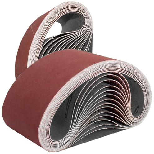 Banda de lijado 75 x 510 mm. 8 piezas de bandas de lijado para lijadoras de banda, metal, madera, pulido. Grano 80