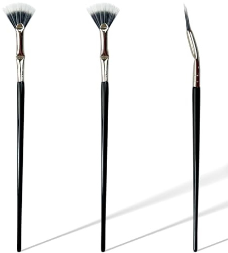 3Pcs Fan-Shaped Mascara Brush, Folding Angle Lash Brush, for Clump-Free Eyelash Application & Separation (Soft Bristles)