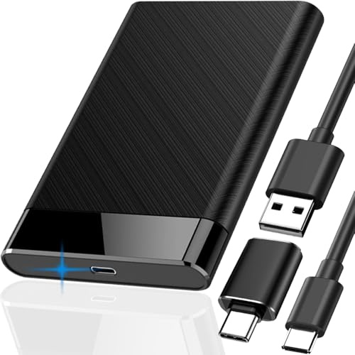 Xiatiaosann 6 Gbps sin herramientas USB 3.0 a SATA III HDD SSD carcasa de disco duro para 7mm/9.5mm,con cable de extensión USB a Type-C, adaptador USB a Type-C.