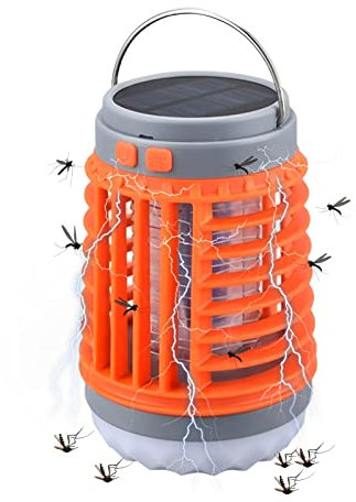 Trampa para mosquitos con lámpara solar / USB, 800 V, lámpara antimosquitos con 3 modos de luz, 2000 mA matainsectos eléctrico en 3-5 h de tiempo de funcionamiento, LED atrapa insectos, lámpara